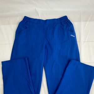 LANDAU- Scrub Pant Uniform. Blue. Small-Petite. 2 Front Pockets. Back-Elastic.